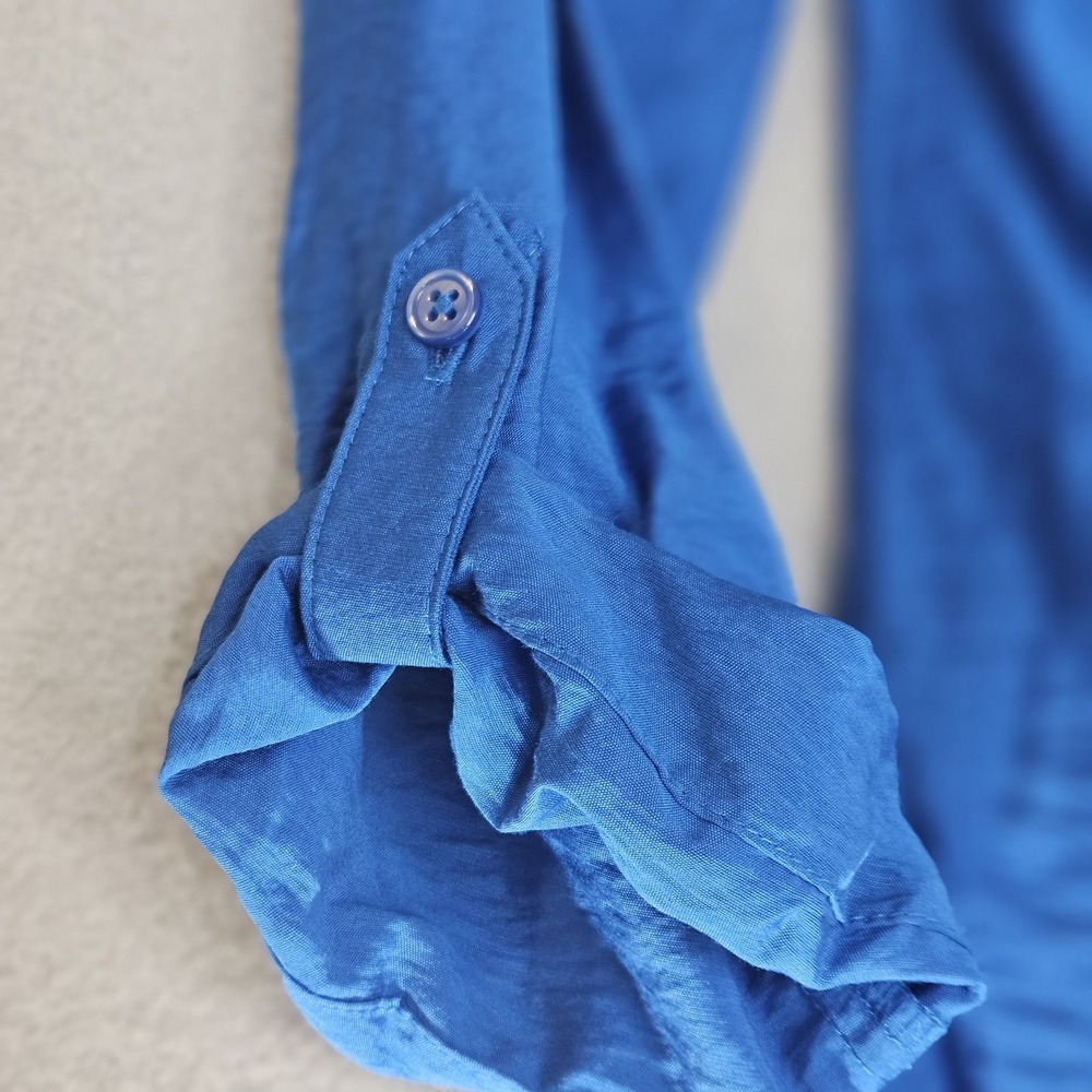 Van Heusen Cobalt Blue NotchNeck TunicTop XXS Flowy Quiet Luxury CorporateGirlie - Picture 3 of 7